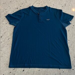 Hollister Men's Dark Blue Henley Tee Shirt